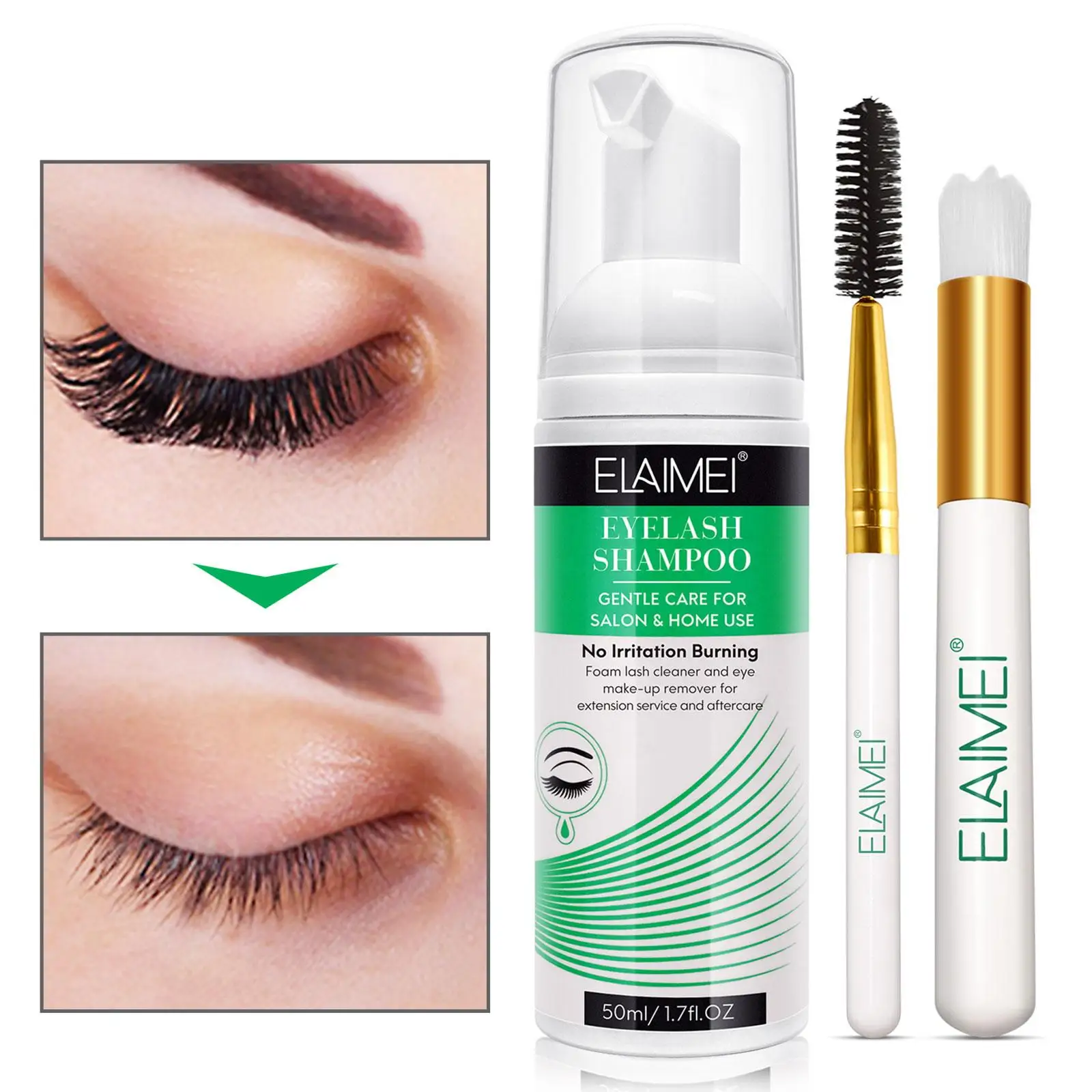 

Eyelashes Foam Cleaner Kit 50ml Eyelash Extension Glue Shampoo Mild Quick Makeup Remover No Stimulation For Eyelashes D6p6