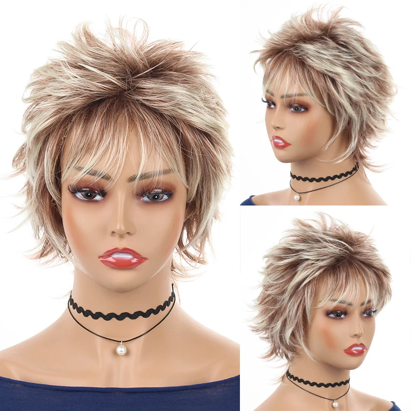 JOY&BEAUTY Blonde Short Straight Synthetic Hair Wigs Synthetic Wigs