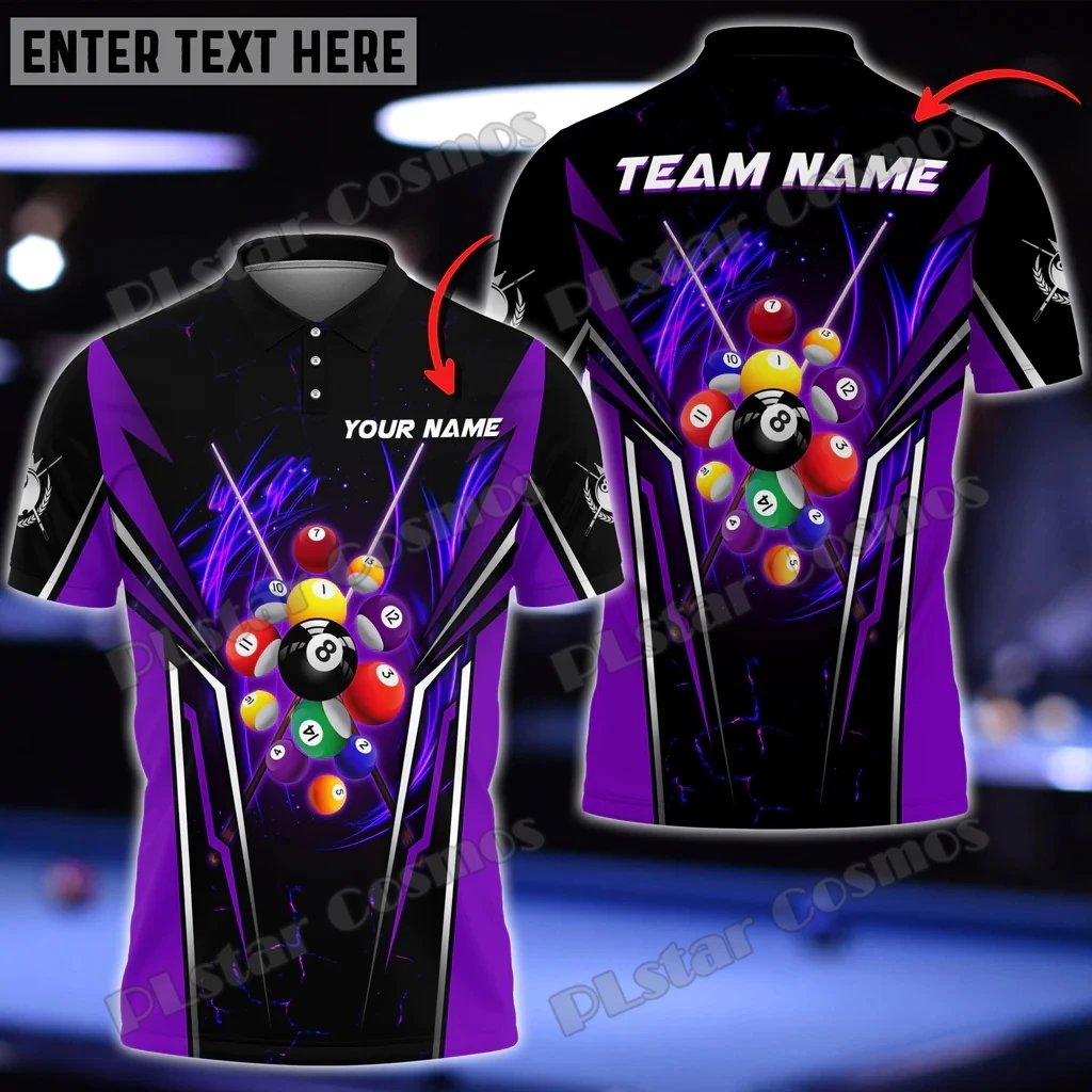 Billard 8-Ball-personalisierter Name, mehrfarbige Option, 3D-gedruckt, modisches Herren-Poloshirt, Sommer, Unisex, lässiges Poloshirt WK 148 – Detail 11