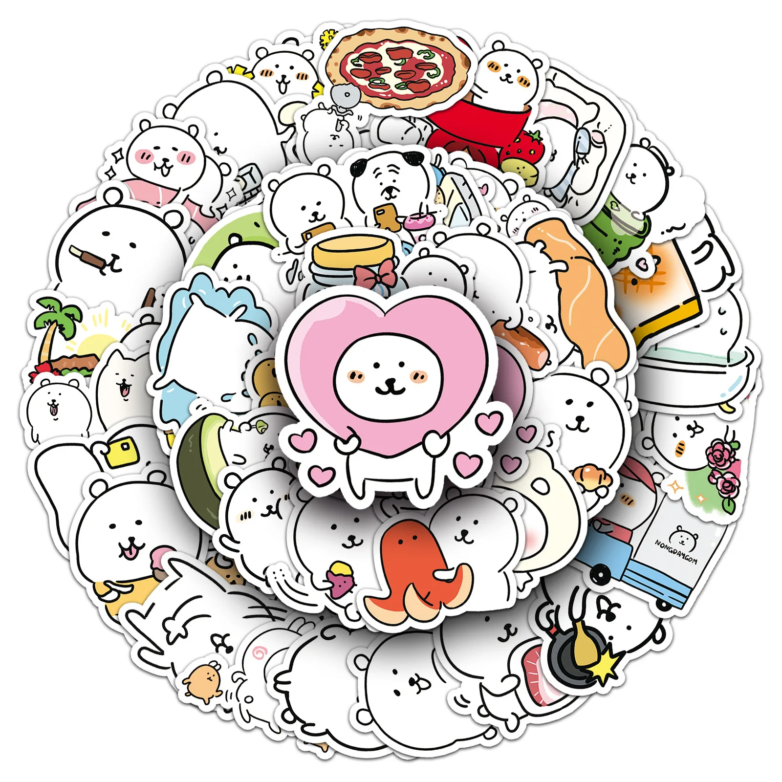 50PCS 농담 곰 스티커 MOGUMOGU 낙서 스티커 DIY 일기 전화 케이스 수제 스크랩북 미적 스티커