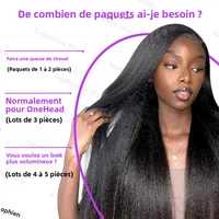 Cheveux humains indiens 30 pouces 12A Kinky Straight, 3 paquets de cheveux vierges bruts non traités Yaki Straight, double trame, pour tressage en vrac 5