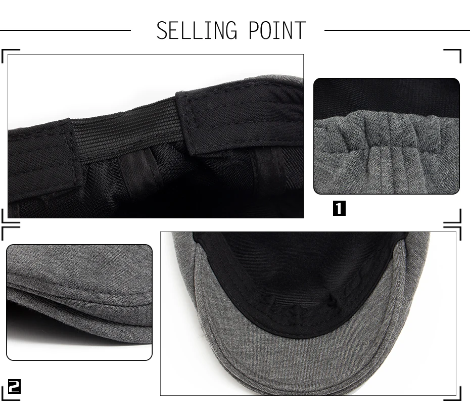 Newsboy Caps Herren Casual Vintage Baskenmütze Gestrickte Baumwolle Cabbie-Mütze Herbst Winter Mode Damen Warme Flache Mütze Unisex Verstellbar – Detail 2