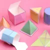 8 Pieces Transparent Geometric Shapes Blocks Montessori Toys Stacking Game Math Toys Educational Toy for Ages 2+ Kids Babies 2