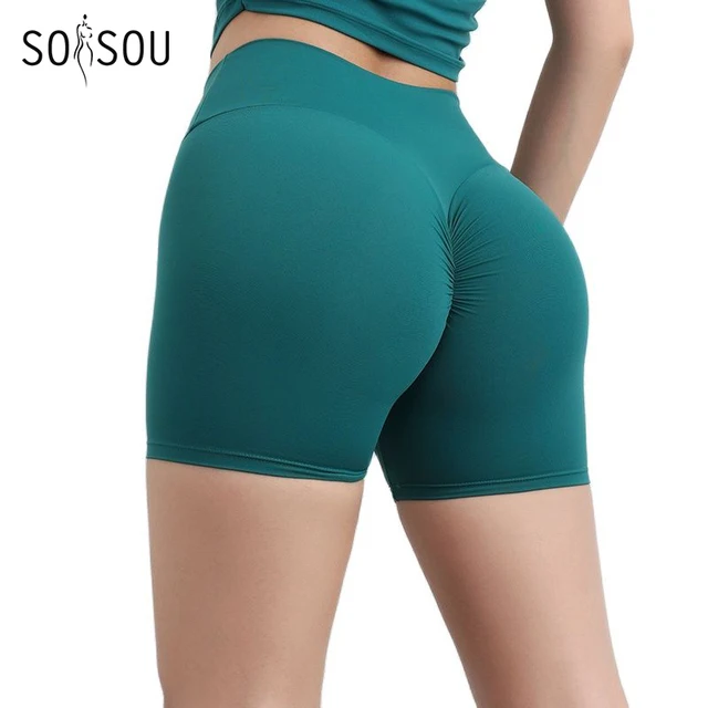 48285-b3a48b.jpg SOISOU Nylon Gym Women's Shorts Yoga Fitness Cycling Shorts Women High Waist Elastic Tight-fitting Breathable No T Lines Shorts
