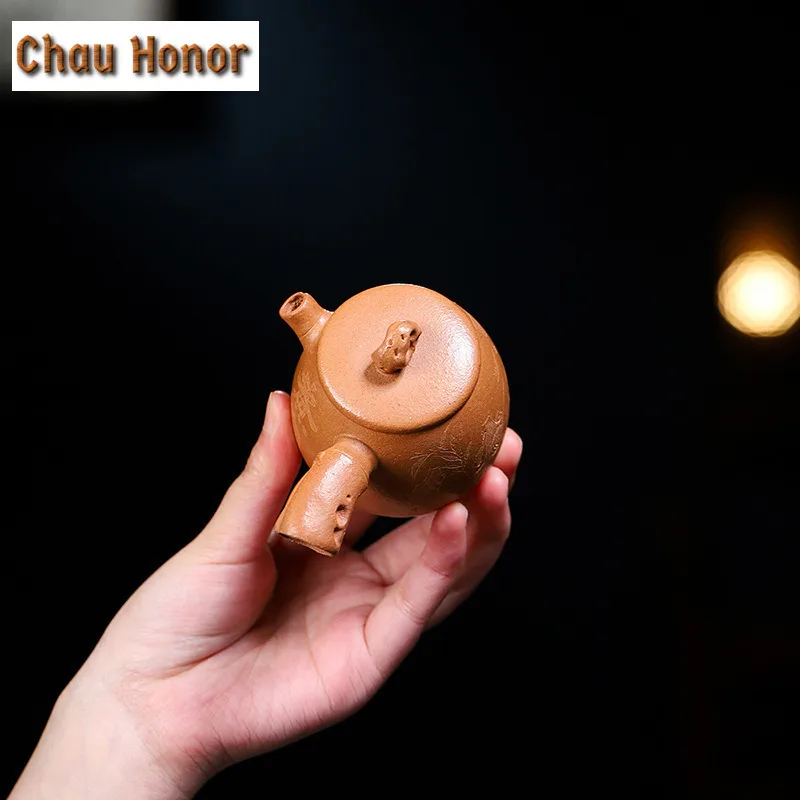 120ml  Yixing Purple Clay Teapots Handmade Side Handle Pot Raw Ore Downhill Mud Tea Brewing Kettle Chinese Zisha Tea Set Gifts