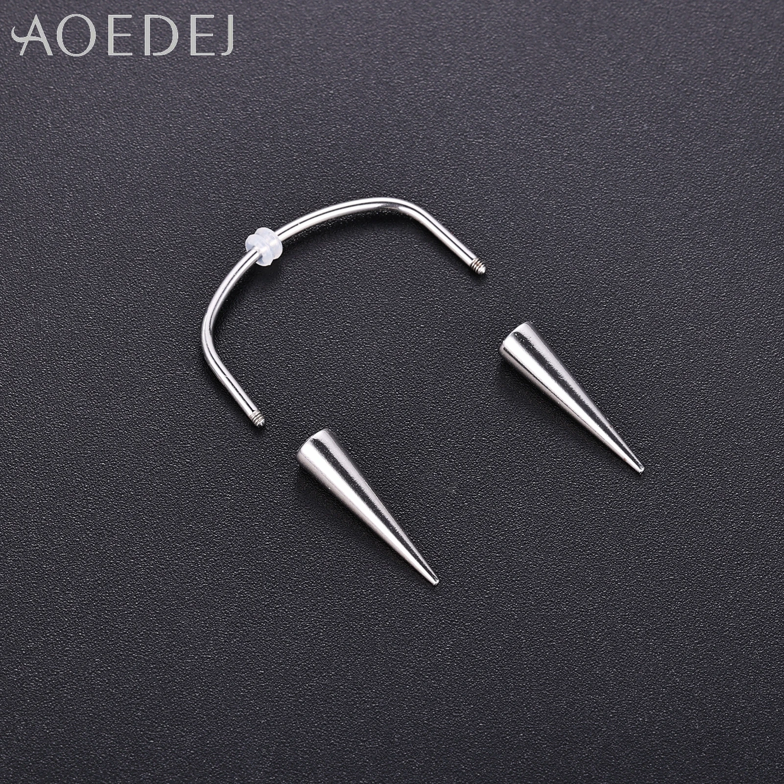 AOEDEJ 2개/세트 16G 스파이크 스테인리스 스틸 립 스터드 여성 남성 할로윈 립 피어싱 테이퍼 2가지 색상 스마일 피어싱 팽 19/22MM