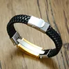 Fashion Men's Cross Stainless Steel Woven Leather Rope Bangles Religious Party Prayer Wishing Amulet Bracelet Jewelry Gift 3