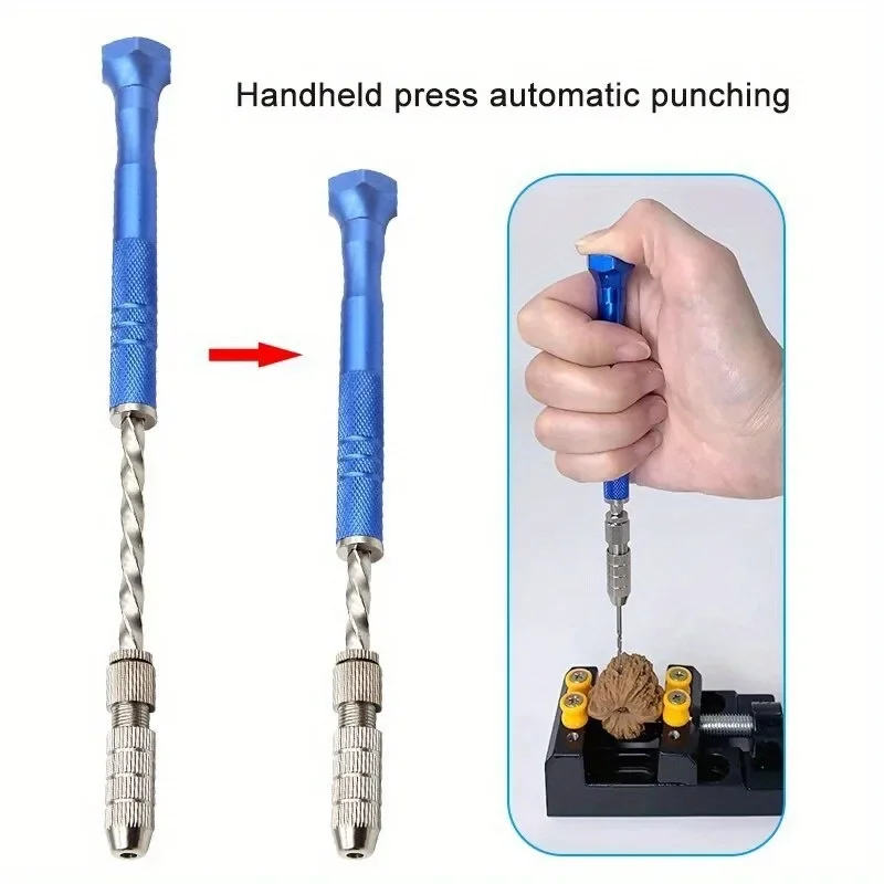 11-Piece Blue Semi-Automatic Hand Twist Drill Set