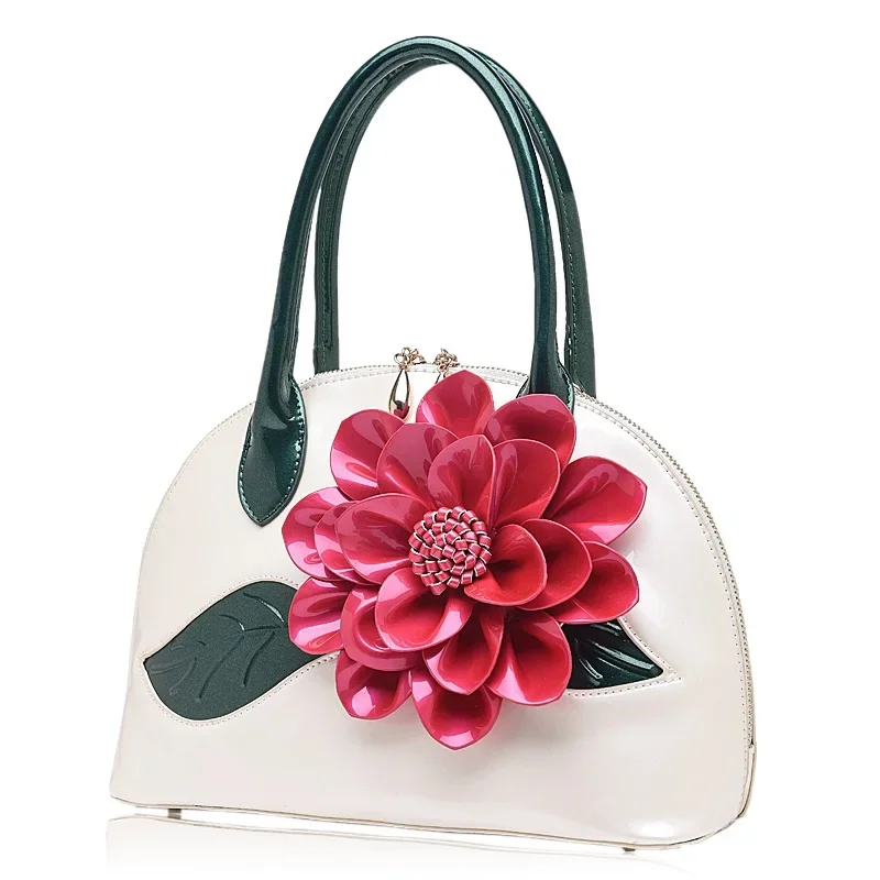 

Women New Fashion Patent Leather Waterproof Flowers Shell Bag Tote Handbags ShoulderBag CrossbodyBag Dress Party Club Bag