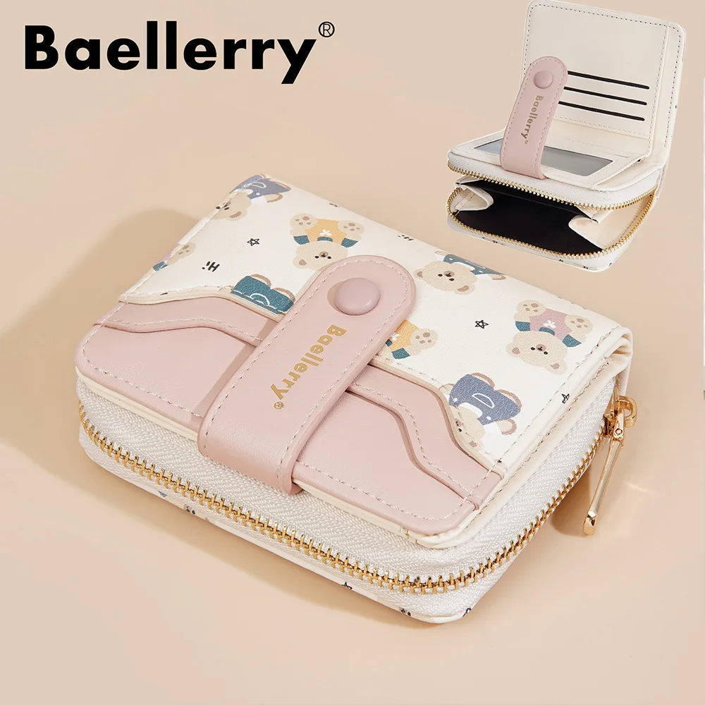 Women Zipper Wallets Card Holder Coin Pocket Female Small Card Bags Purses Cute Bear Pattern Wallet for Girls