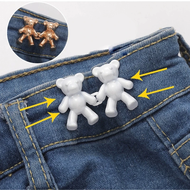 Adjustable Jeans Button Pin Set Waist Tightener Bear Clip Bear Pants Clip  Bear Buttons for Jeans Skirt - AliExpress