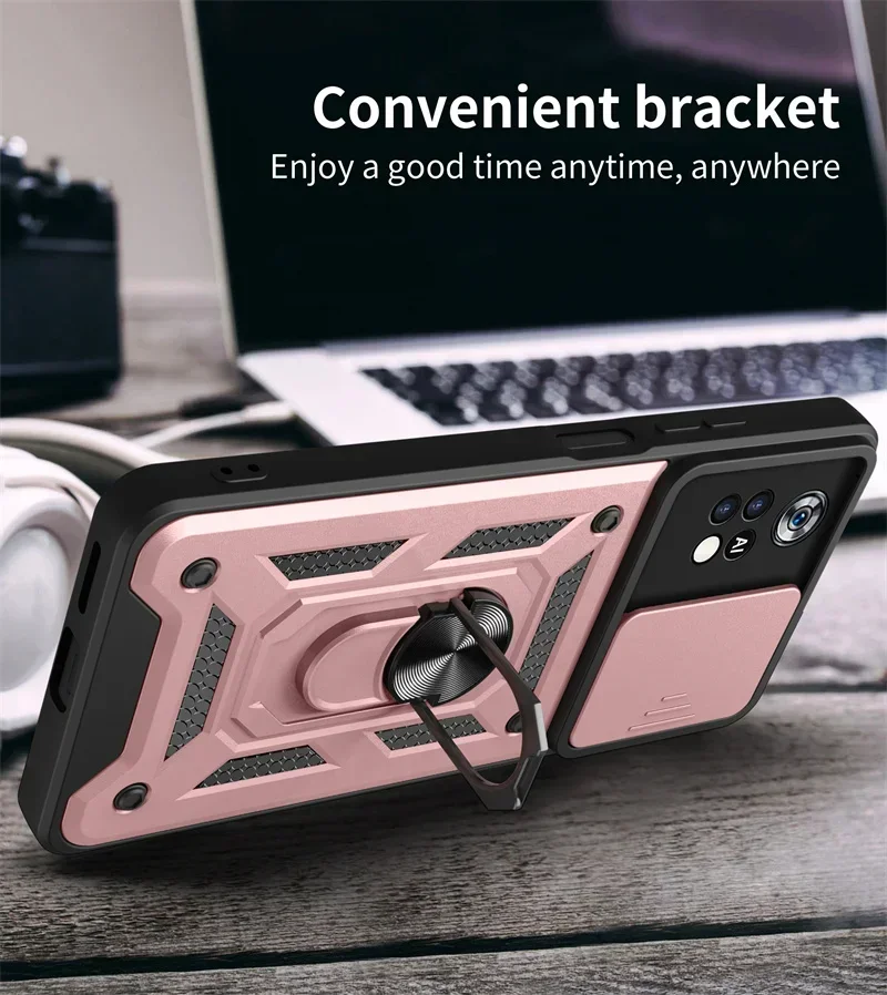 Durable Camera Lens Protect Armor Case with Phone Holder Cover