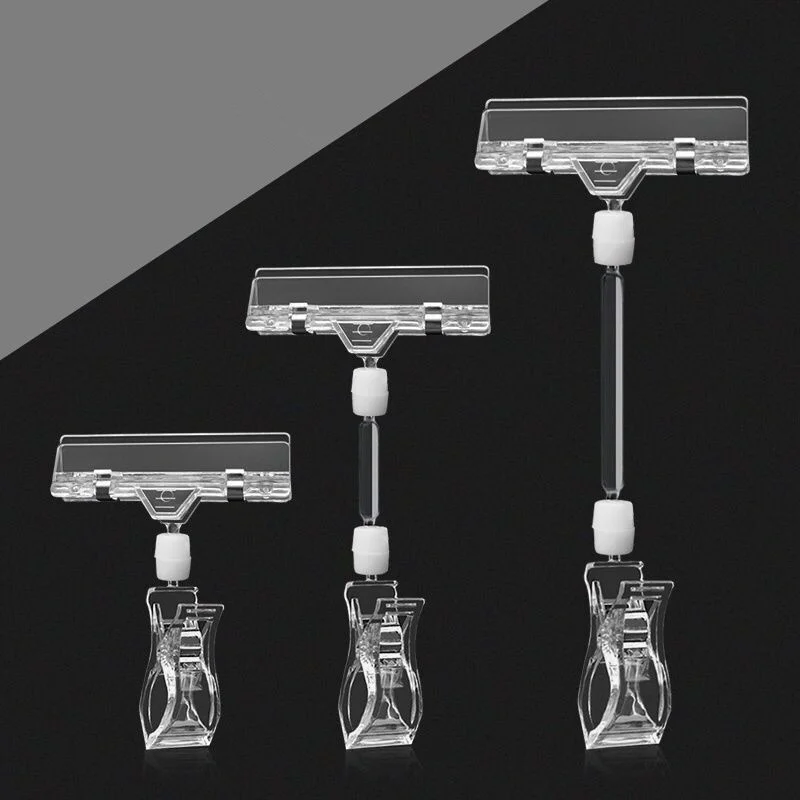 Transparent Plastic Card Display Stand Double Clips Card Business Advertising Folder 3.3&rdquo;4.95&rdquo; Sign Adjustable Holder Loripos