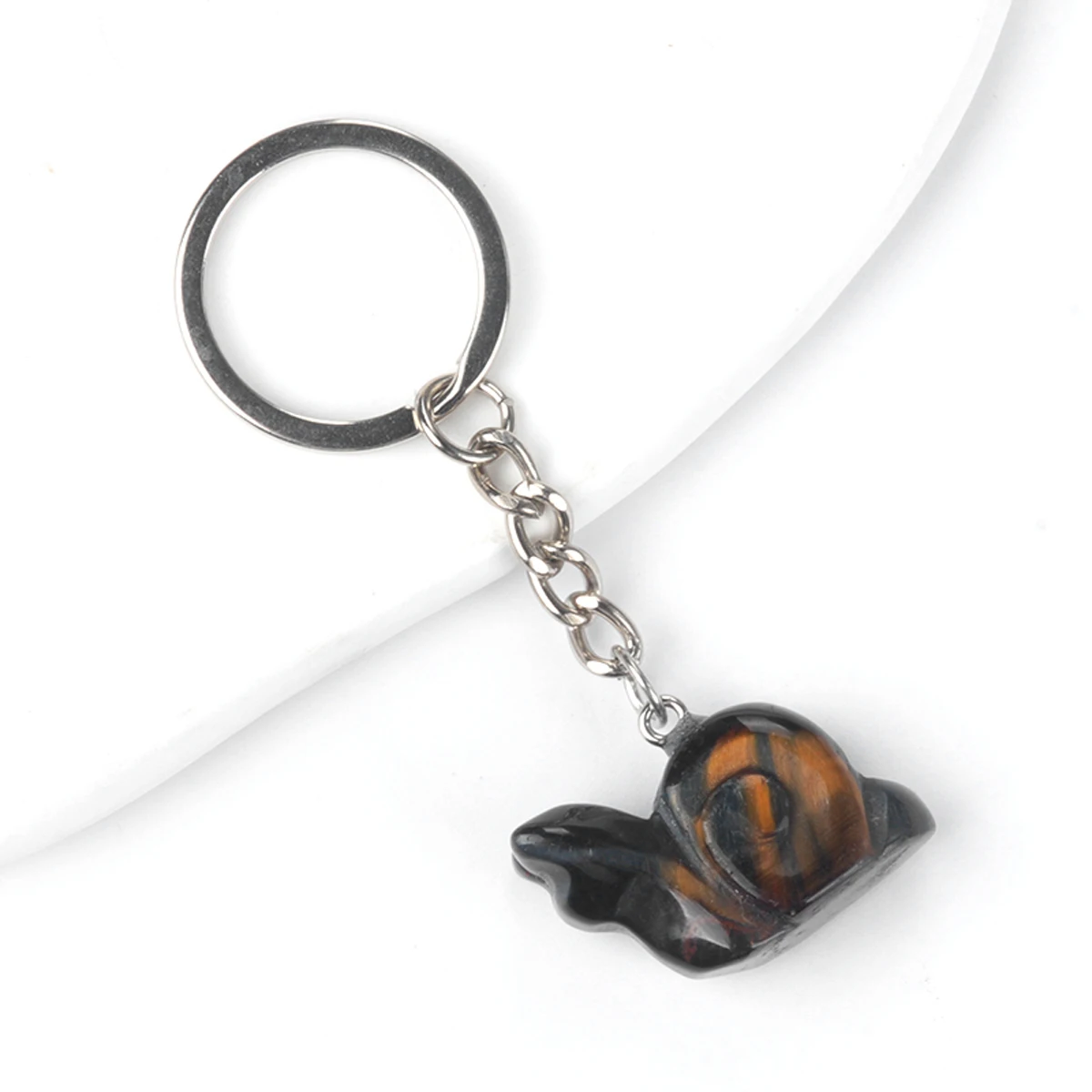 5 Stück Schnecken-Naturstein-Schlüsselanhänger, gemischte Farben, Amethyst, Rosenquarz, Schlüsselanhänger, Schmuck, Heilungszubehör, 18 x 26 mm – Detail 11