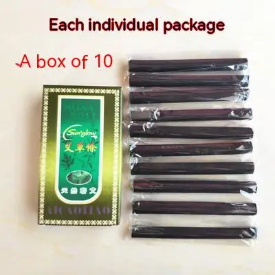 Mugwort Moxibustion Sticks 10Pcs/Box 12*120mm Chinese Traditional Smokeless Moxa Rolls R10Pcoller Stick Black Roller Burner Moxibustion Acupuncture Massage