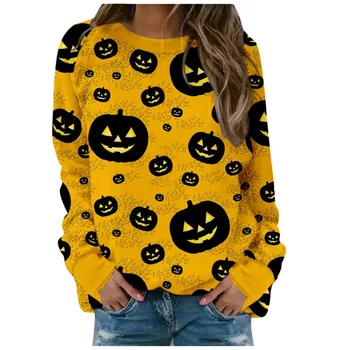Fashion Thin Sweatshirts Women Halloween Goth Printed Tops Casual Sweatshirt Streetwear Woman Clothing Blusas Ropa Mujer New
