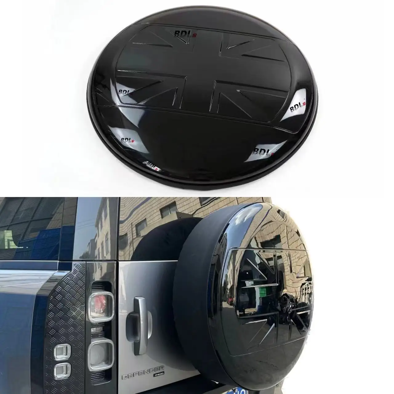 

New Design gloss black spare wheel cover Union Jack For Defender 2020 Plastic Spare Tire Cover Wheel 90/110/130 L663
