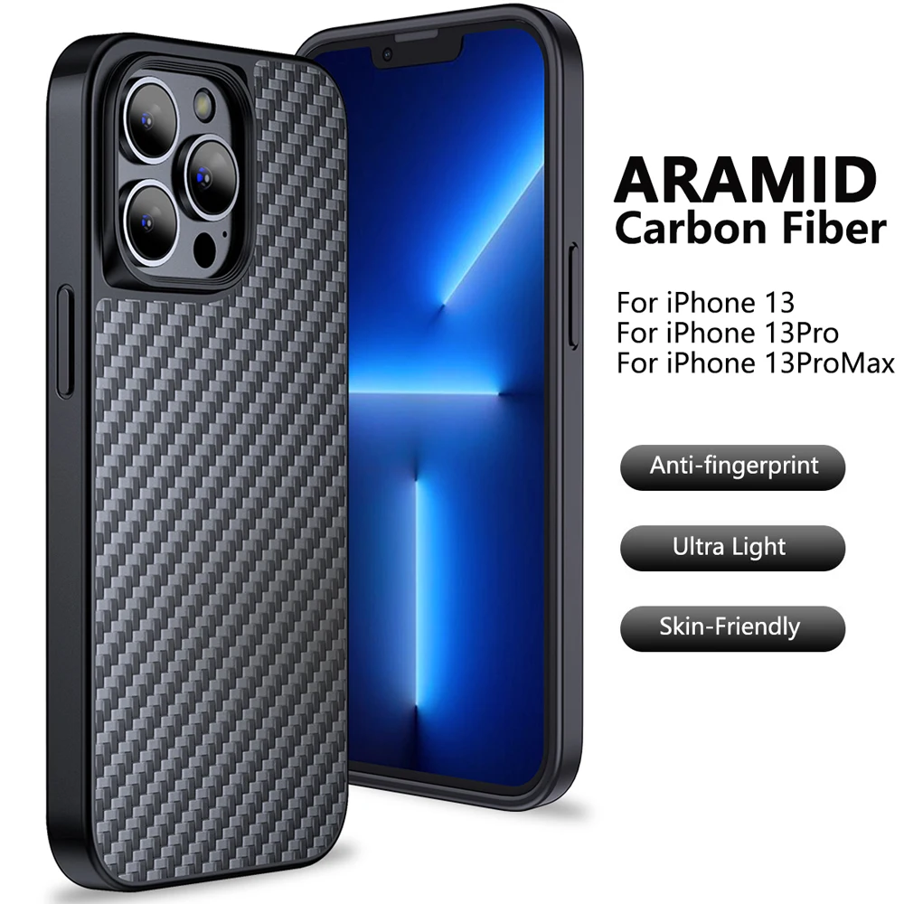 

Real Carbon fiber Hard Case for iPhone 13 Pro Max Ultra Thin Lens Protection Luxury Anti-Knock Texture Hard Phone Cover Cases