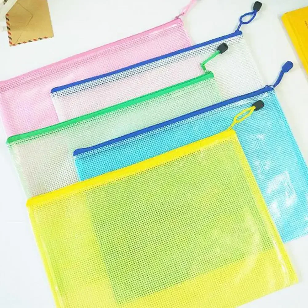10pcs Colorful Zipper Pouches Vibrant Color Waterproof File Bags with Mesh Pockets Handle Rope for Note for Organization 2