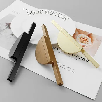 โมเดิร์น Golden Bronze รอบเคาน์เตอร์ตู้ประตูลิ้นชักเฟอร์นิเจอร์ห้องครัวตู้ประตูจับฮาร์ดแวร์ 2