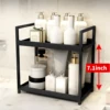 2 tier Multifunctional Countertop Storage Rack,Bathroom cosmetic Storage,Kitchen spice holder,Large-Capacity,Black and white 3