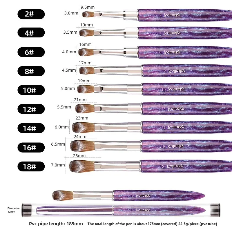 Zhizhuang Top Quality Nails Brush Purple Wood Handle Crimped Acrylic Nail Brush 100% Pure Kolinsky with Box for Manicure Powder 4