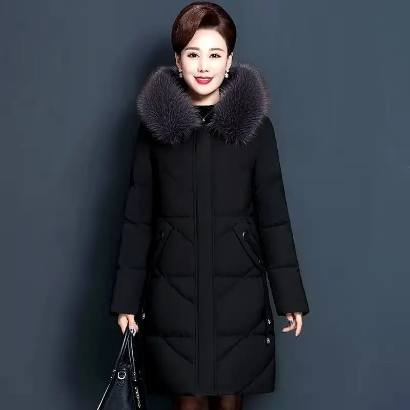 2023 New Women Down Jacket Winter Coat Female Mid-length Parkas Thicken Slim Hin Thin Outwear  Mother Dress Hooded Overcoat fdfklak korean fashion slim mid length hooded mother s wear plus size jacket women oversized female coat winter manteau femme