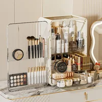 Large Capacity Dustproof Cosmetics Storage Box Magnetic Door Bedroom Table Makeup Storage Case Luxury Skincare Organizer 2