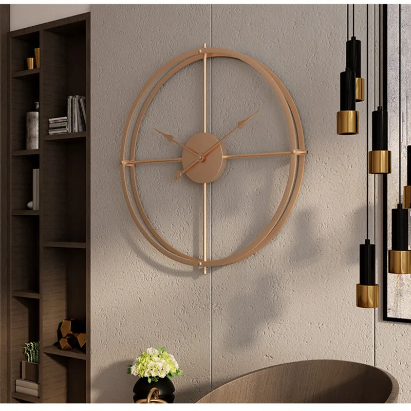 

Retro Large Wall Clock Double-walled Square Tube Iron silent Home Watch Simple Design Living Room office Art Wall decor clock