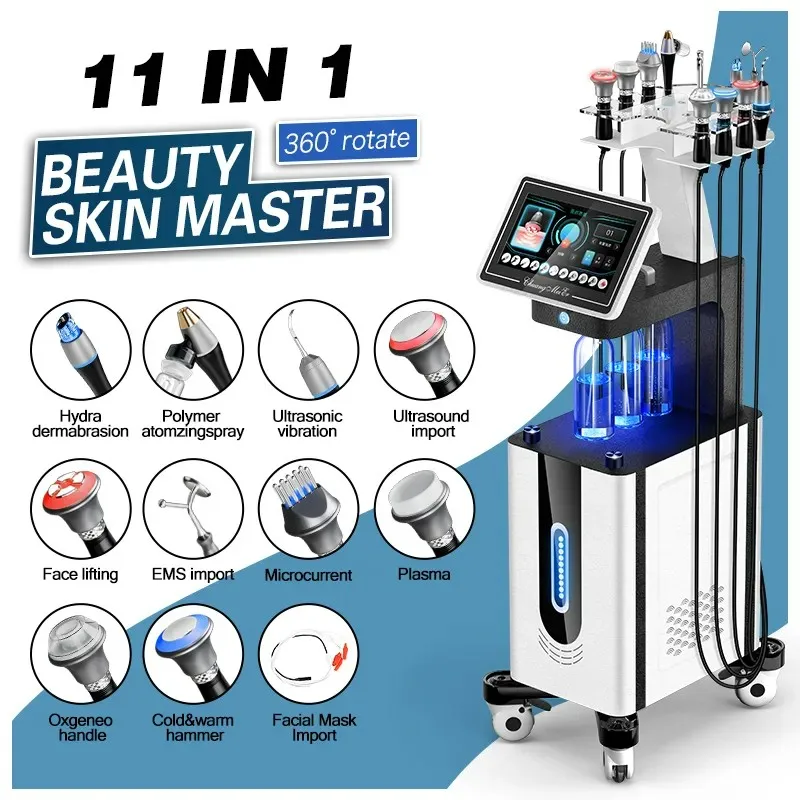 

11 in 1 hydro facial machine pure water oxygen RF ultrasound Hydrodermabrasion oxygen jet facial machine for spa salon