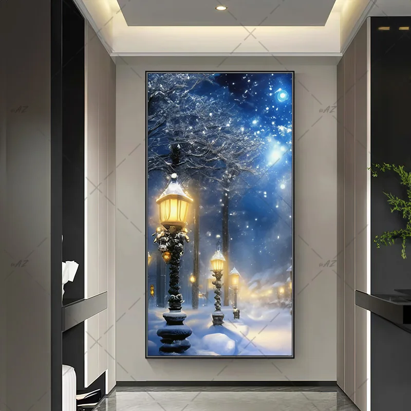 Weißer Winter-Schneeszene-Hintergrund, Weihnachts-Türvorhang, Banner, glitzernder Wald, Weihnachten, Familie, drinnen und draußen, Familienparty-Dekorationen – Detail 15