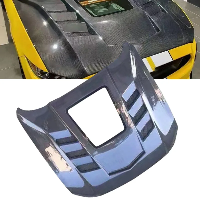 

Transparent Glass Carbon Fiber Front Bumper Engine Hood Bonnet Vent Cover For Ford Mustang 2015 2016 2017/2018 2019 2020 2021
