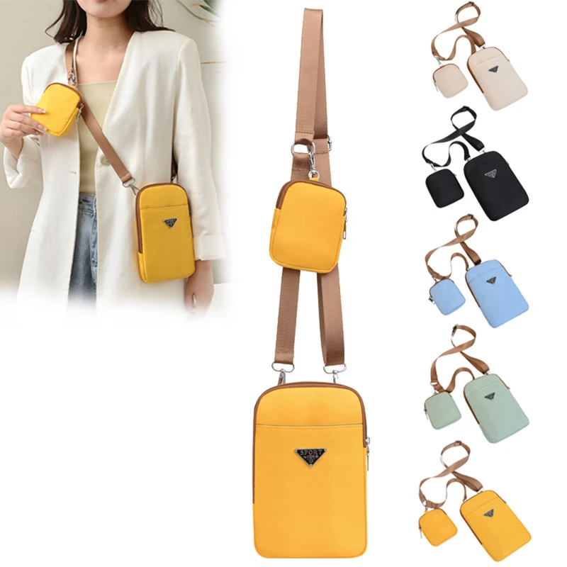 

Unisex Crossbody Bag Nylon Diagonal Shoulder Bags Solid Color Satchels Fashion Leisure Trend Square Sling Handbags with Mini Bag