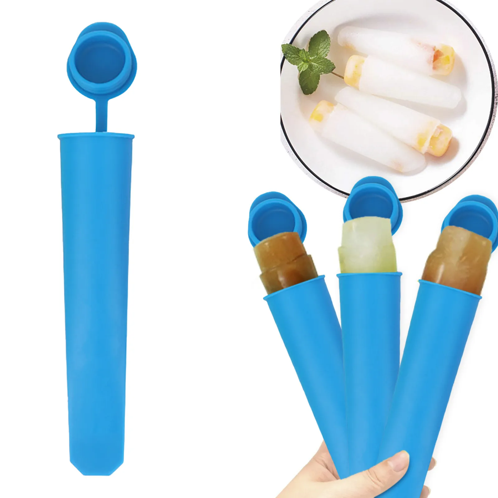 Silicone Ice Tray With Lid Frozens Popsicle Reusable Tote Bag Food Preservation Kitchen accessories