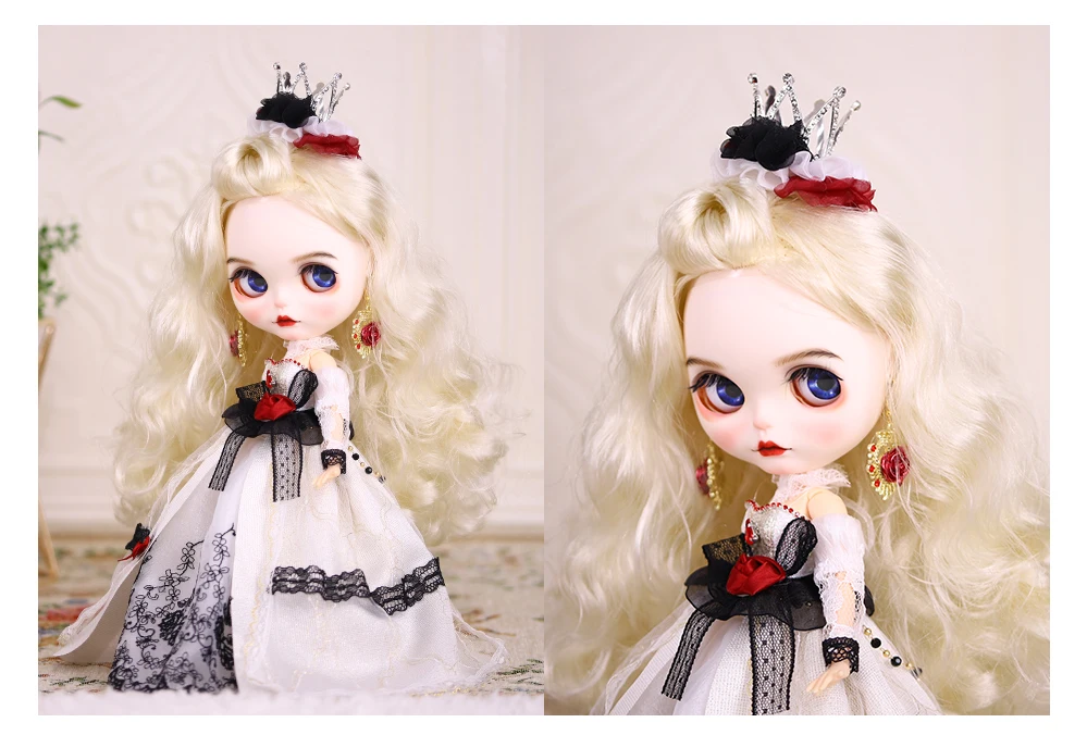 Queen Snow White Dress with Crown & Earrings 2