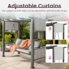 2 in 1 Design Porch Swing with Canopy,  Adjustable Curtains, Outdoor Patio Swing Chair for Garden, 3-Seat Patio Swing Bed 4