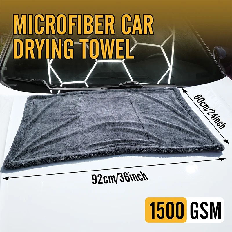 Microfiber Cleaning Towel Double Sided Car Drying Towel 1500GSM Twisted Loop Design For Car Wash Superior Absorption Streak-Free wash car towel microfiber cleaning towel cleaning towel