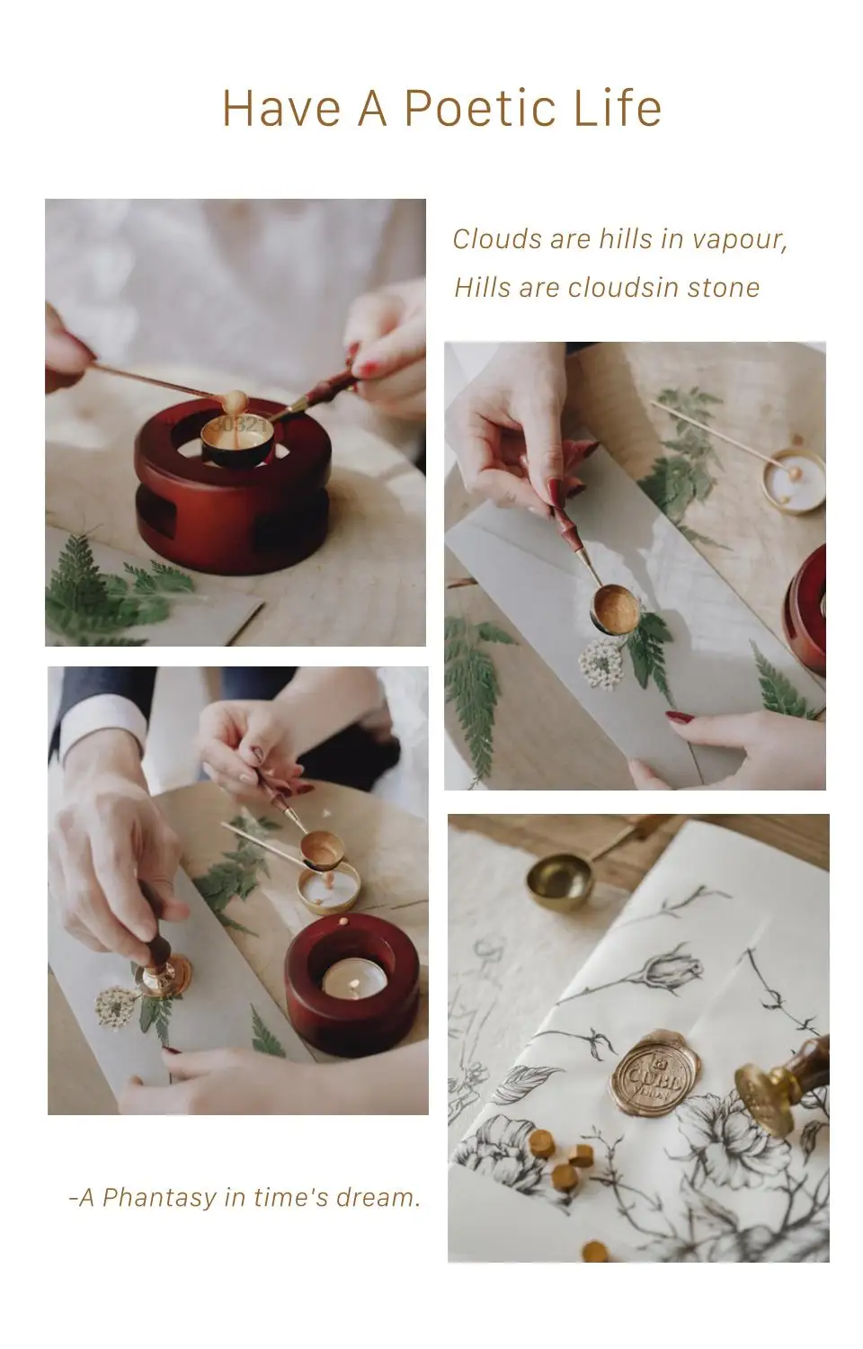 Description Picture 6 of itemRose Edge Breaking Wax Seal Stamp Retro Brass Decorative Envelopes Cards Wedding Invitations Gift Packaging Scrapbooking