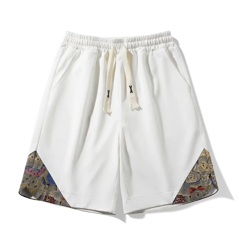 Trendy Casual Versatile Summer Printed Men's Elastic Waist Drawstring Pockets Simple and Fashionable Loose Straight Shorts