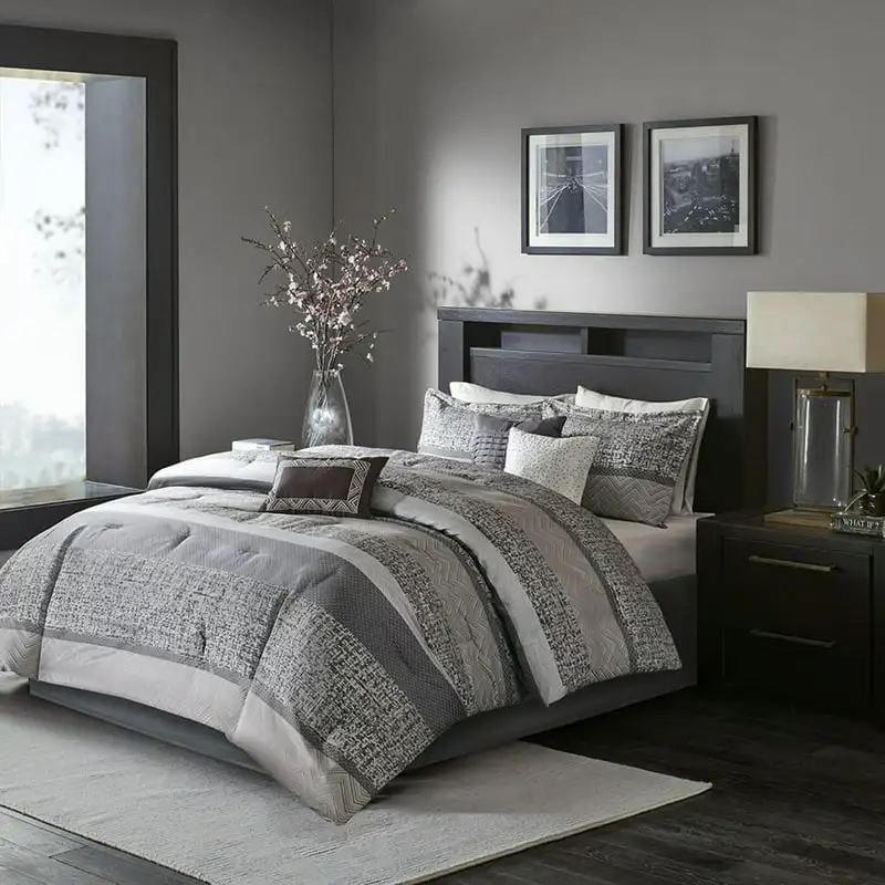 

Harmony 7 Piece Woven Jacquard Comforter Bedding Set For Adults