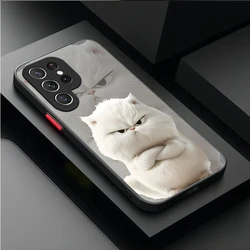 Charming Black and White Cat Matte Phone Case - Stylish Protective Cover - A50 A50S A30S (1)