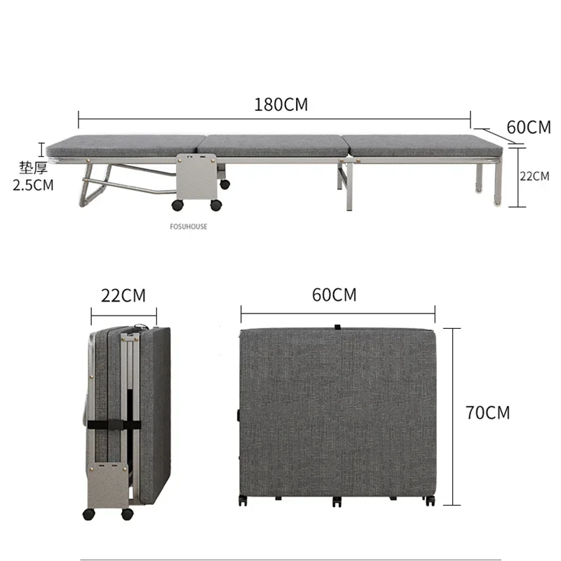Description Picture 3 of itemMobile Folding Beds Office Adults Single Lunch Break Bed Home Simple Foldable Bedroom Bed Accompanying Hardboard Portable Bed Z