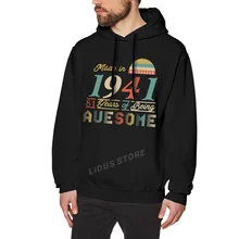 

2022 New Design Made In 1941 81 Years Of Being Awesome 81th Birthday Gift Hoodie Sweatshirts Street clothes Cotton Streetwear