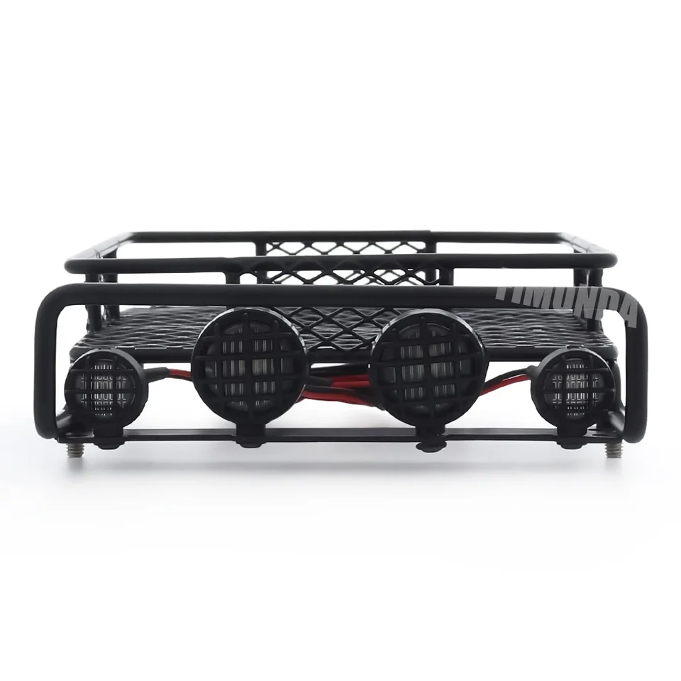 Metal Scale RC Car Roof Rack with LED Light for 1/10 Rock Crawler