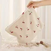 Cherry printed corduroy makeup bag, lightweight zipper makeup storage box, multifunctional bag with lining 4