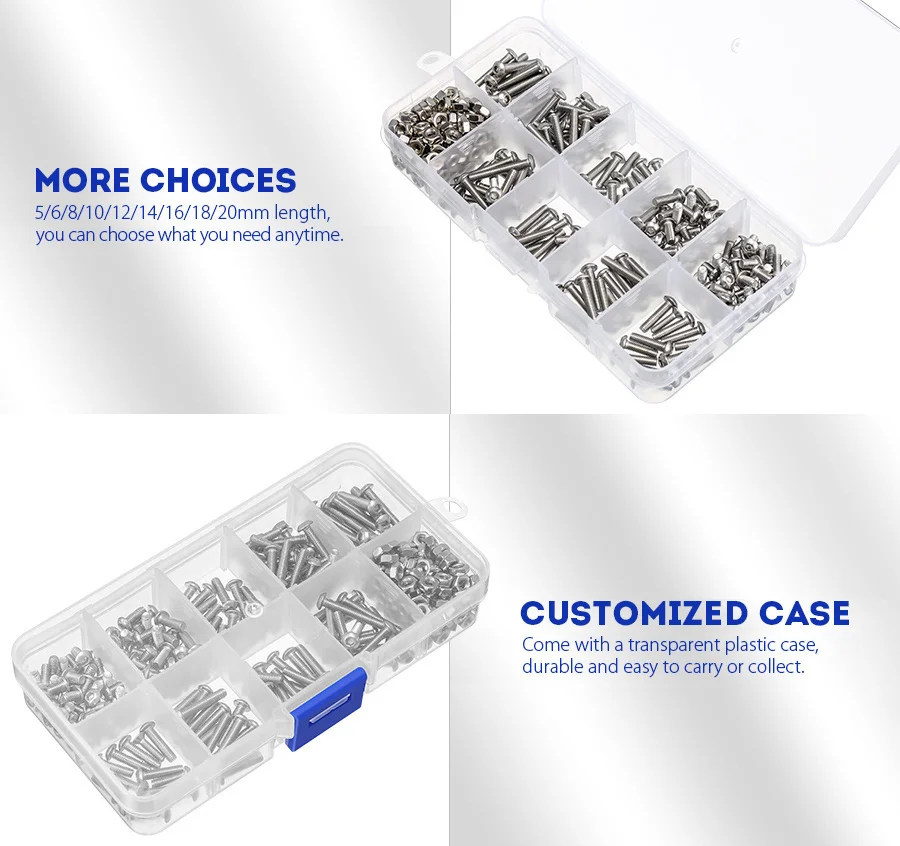 Soquete, Allen Parafuso Porca, M3 * 5-20mm, 340Pcs