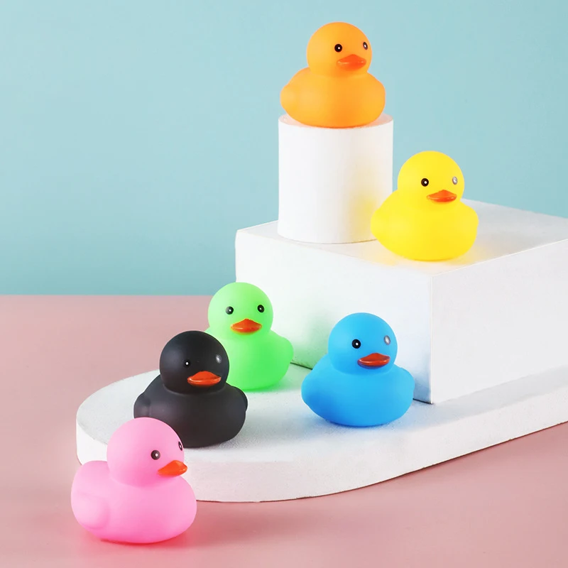 Baby Bath Toys Cute Little Yellow Duck Bath Toys Bathroom Bath Swimming Water Toy Soft Floating Rubber Duck Squeeze Sound Toy 3