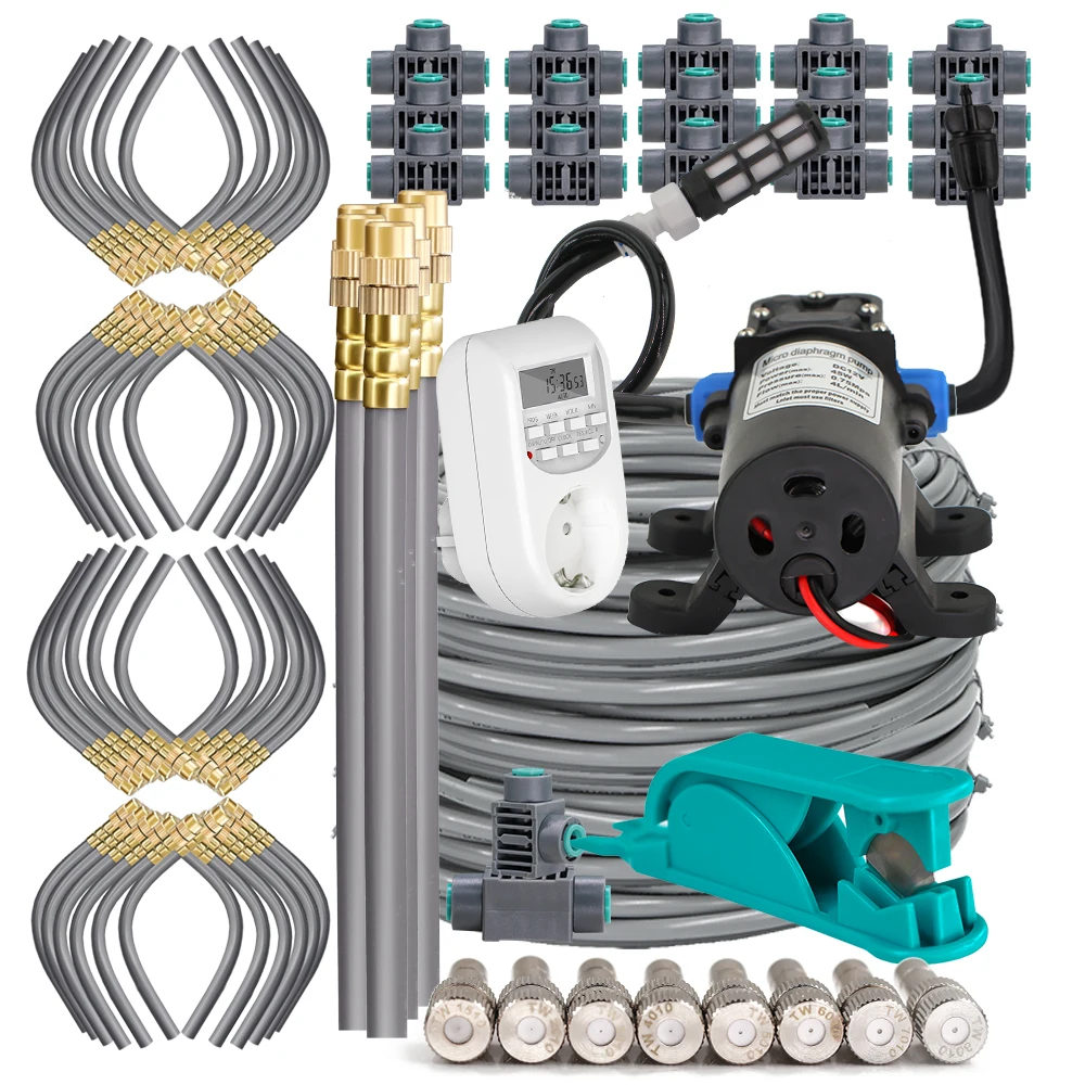 163693-842b9e.jpg S84d1494748084405bd287349c56d5db3K Garden 60W Self-Priming Pump Timer Mistsing Irrigation Kit for Greenhouse 1/4”Hose Sprayer Nozzle Automatic Irrigation Equipment Mallzona