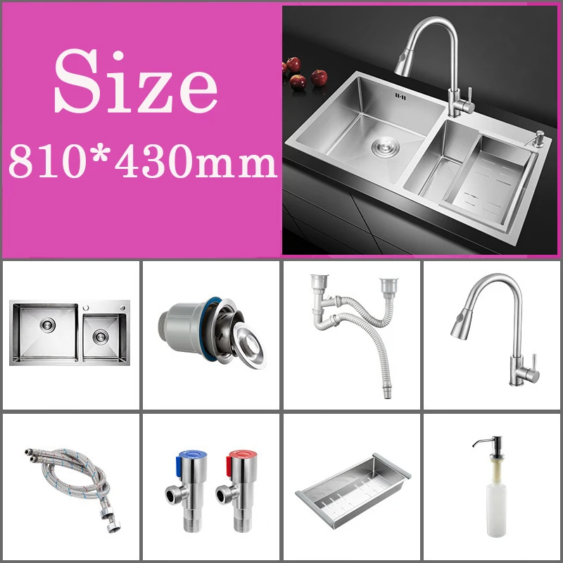 Kitchen Sink Above Counter Udermount Sinks Vegetable Washing Basin Stainless Steel Single Bowl Sinks Kitchen with Knife Holder