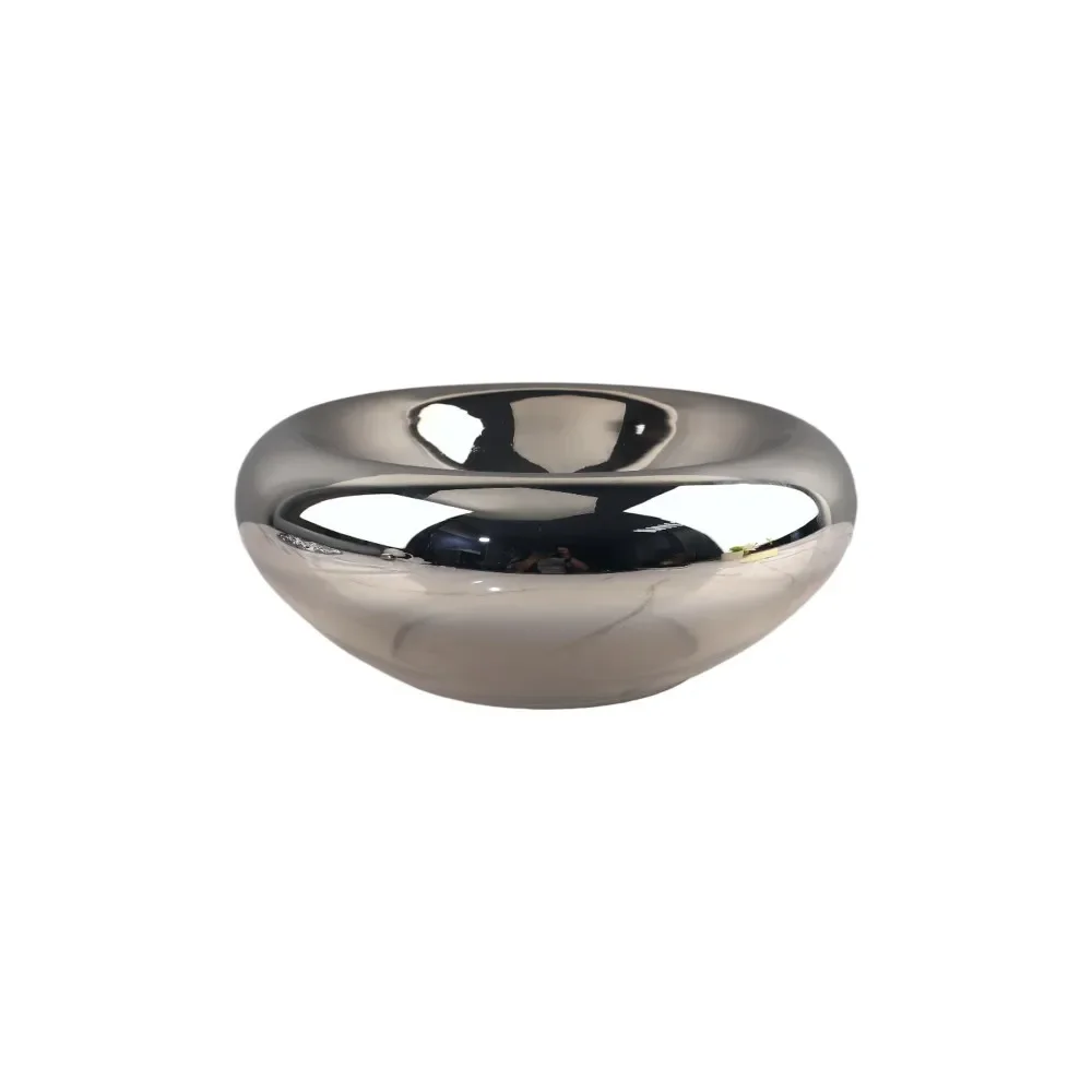 Glass Craft Round Fruit Bowl Silver Flying Saucer Storage Tray Desktop Storage Container Trays Decorative Jewelry Dish 6